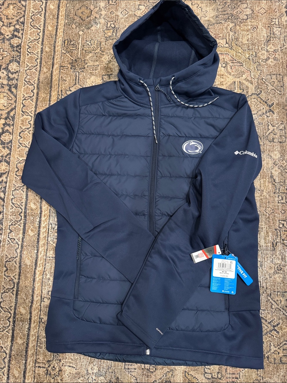 Penn State University Columbia Navy Hooded Puffer Jacket